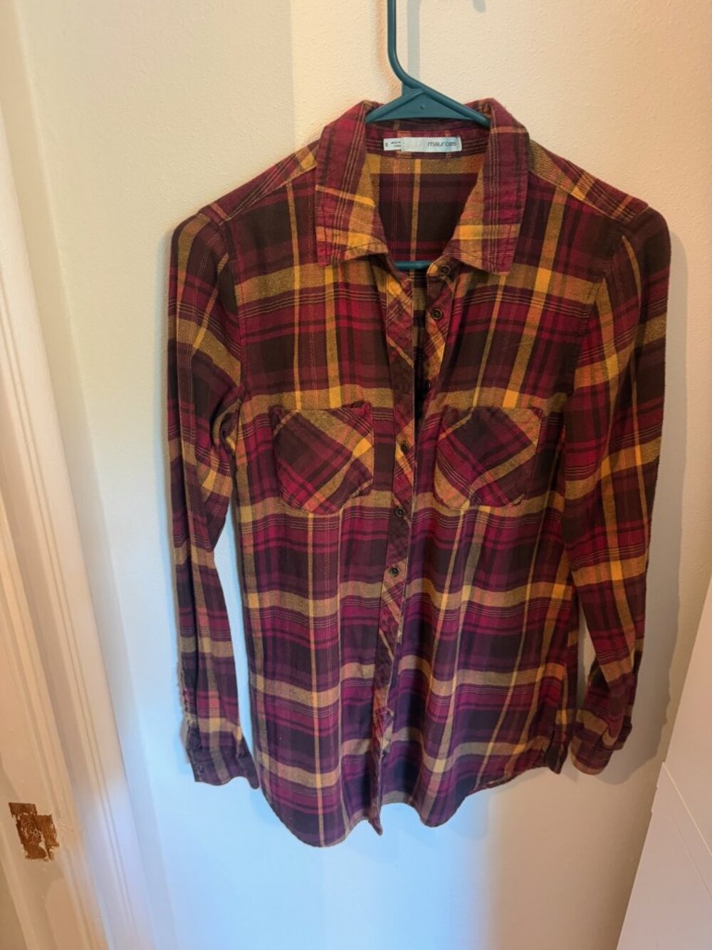 Maurices Small Plaid Flannel Button Down Shirt
